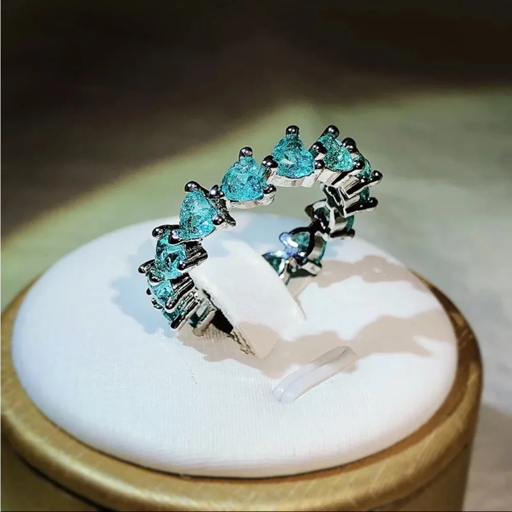 New 925 silver Hearts design luxury treasure love Diamond ring - Picture 1 of 5